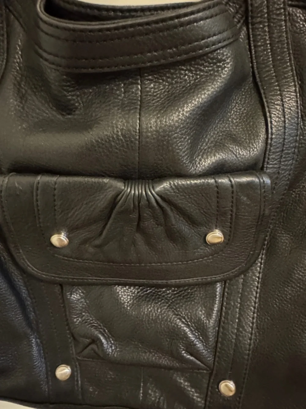 B. Makowsky Black Leather Shoulder Bag